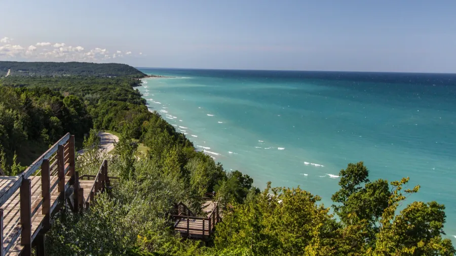 lake michigan overlook popular roadside stop near arcadia michigan with