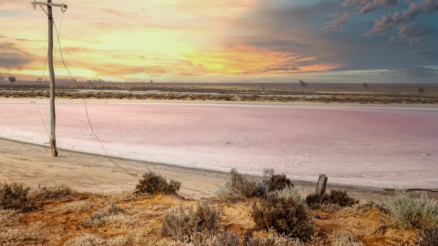 lake tyrrell is a unique salt lake covered by shallow