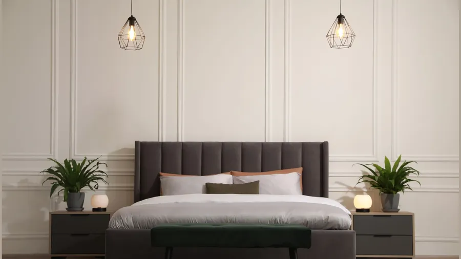 Bedroom with lamps and lights