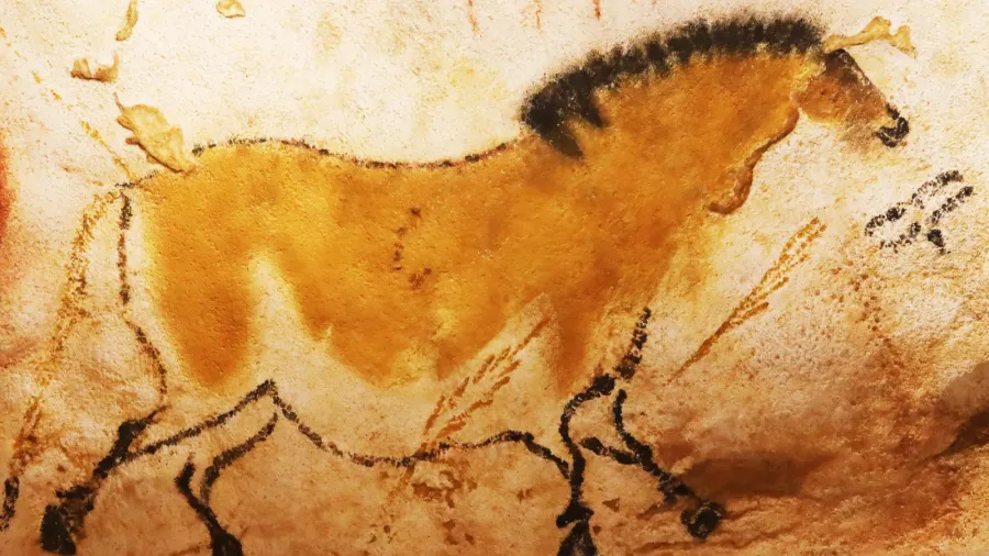 lascaux france  august 6 2121 prehistoric horse depicted in