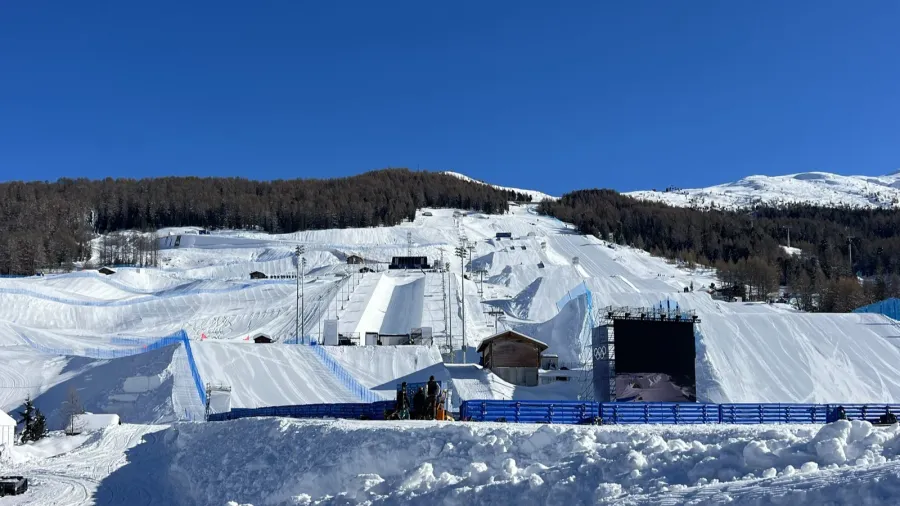 livigno italy  february 1 2026 panoramic view of freestyle