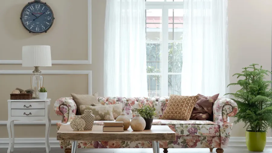 living room flowers pattern sofa and decoration interior design