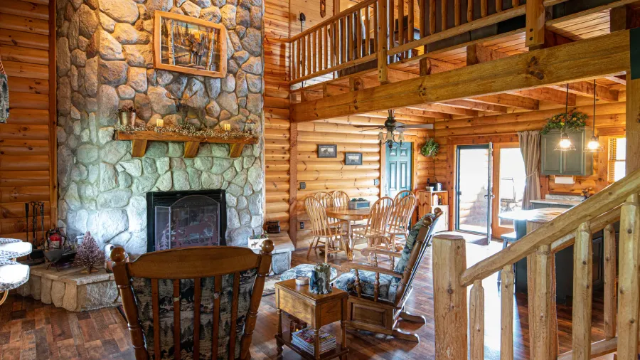 log cabin style home has been staged for sale 91519