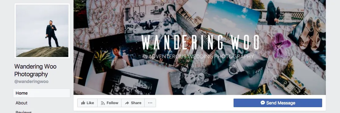 Facebook page cover inspiration - image with a logo and subtitle on top