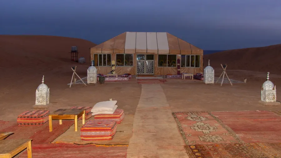 luxury bivouac in the sahara desert in morocco chegaga dunes