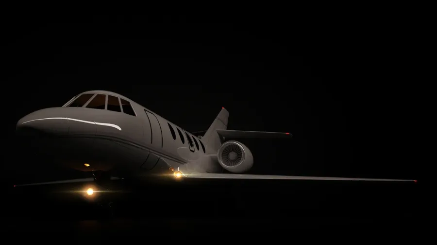 luxury generic design private jet plane parking on black background