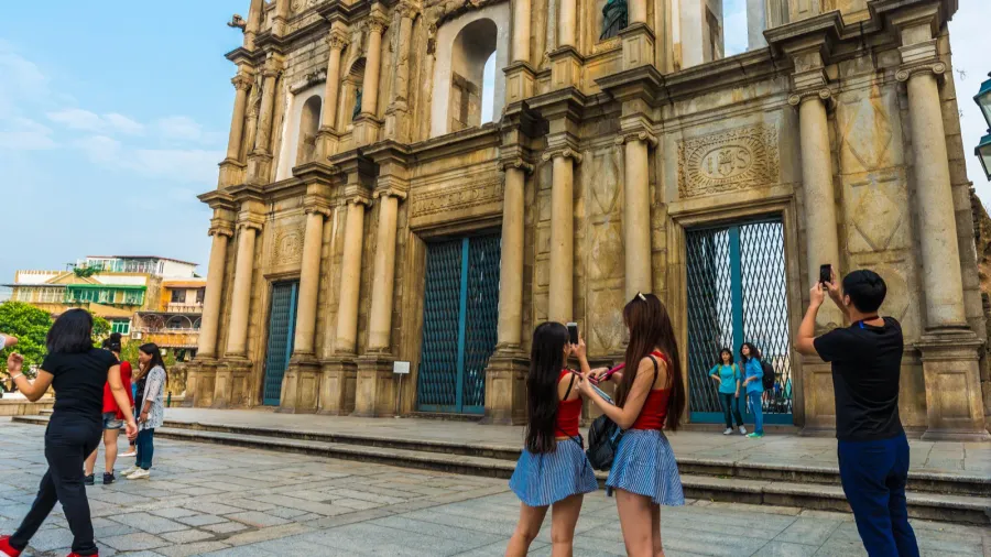macau china  october 22 2015 tourist with the ruins