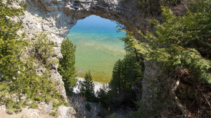 mackinaw island arch rock the famous natural landmark arch rock