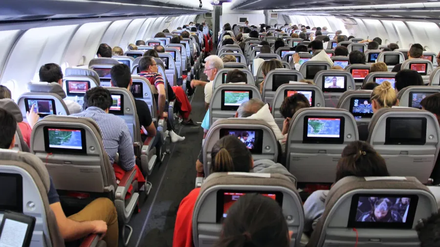 madrid spain  october 5 2014 passengers onboard iberia airbus