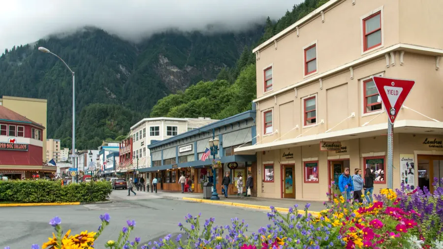 main st in juneau alaska summertime