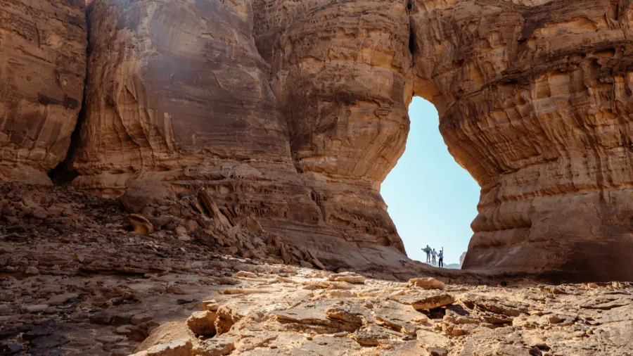 majestic rock arch in alula saudi arabia hidden desert wonder