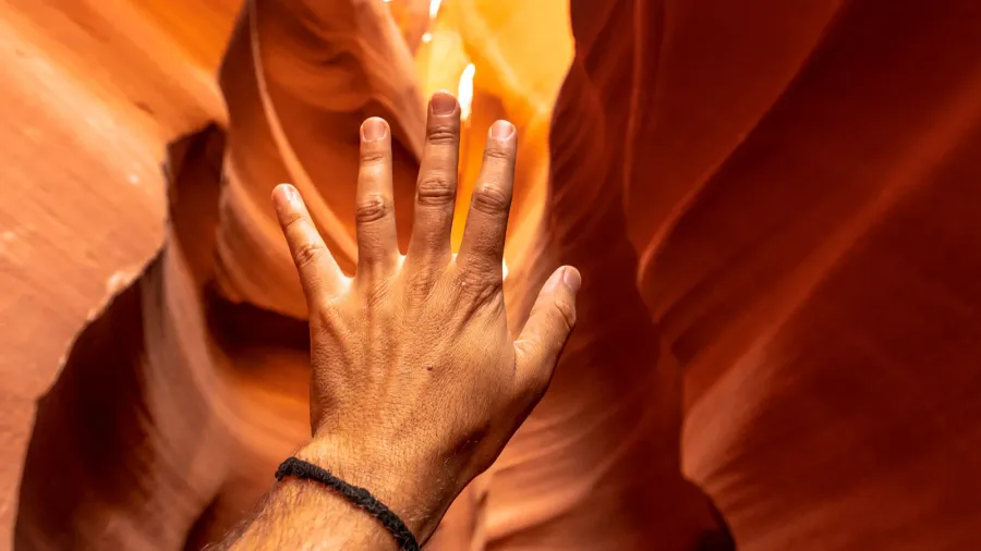 male hand in upper antelope arizona united states