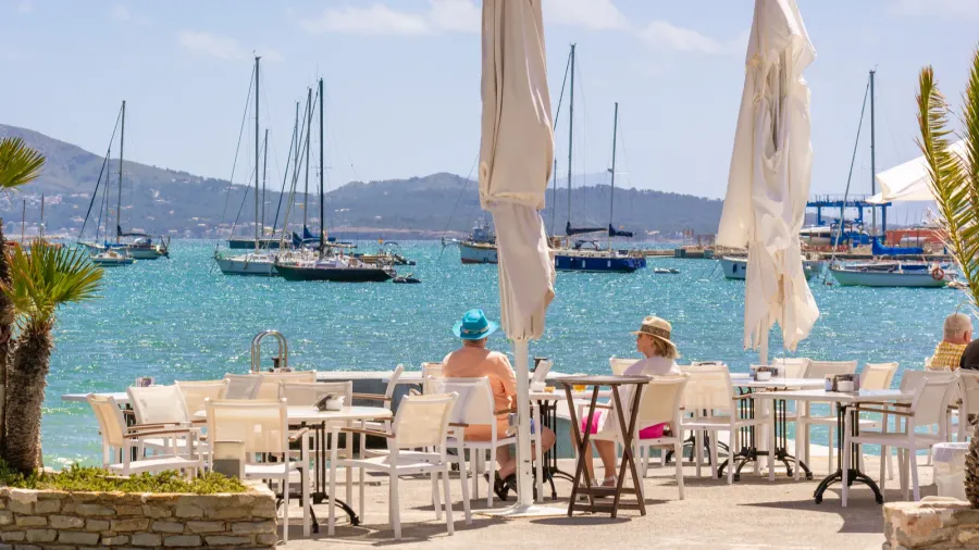 mallorca spain  may 6 2019 seaside restaurant in port