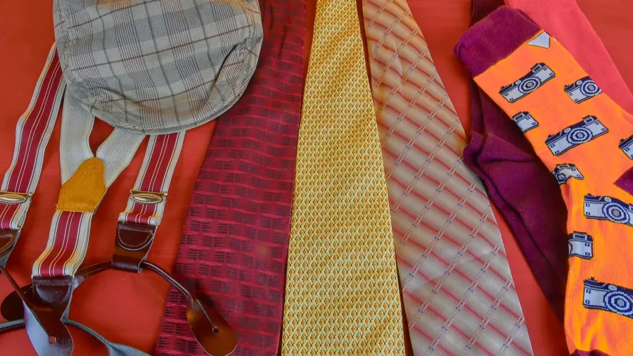 man garments clothing concept for men colorful socks ties braces