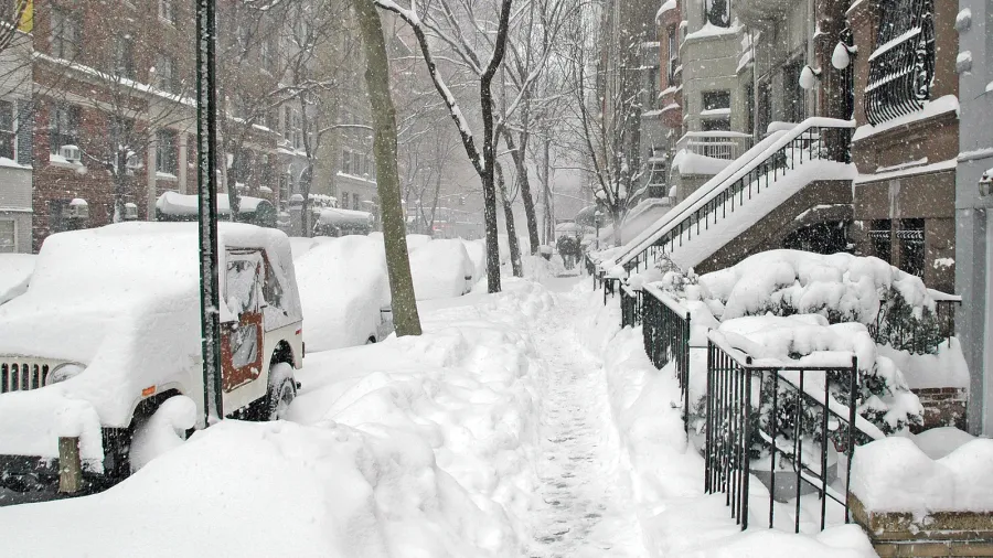 manhattan in the snow central park during a winter blizzard