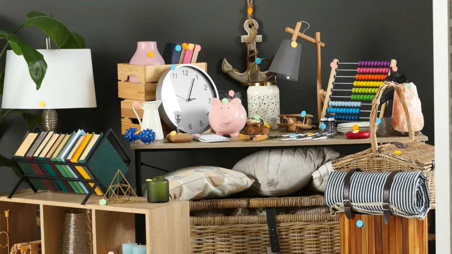 many different items in room garage sale