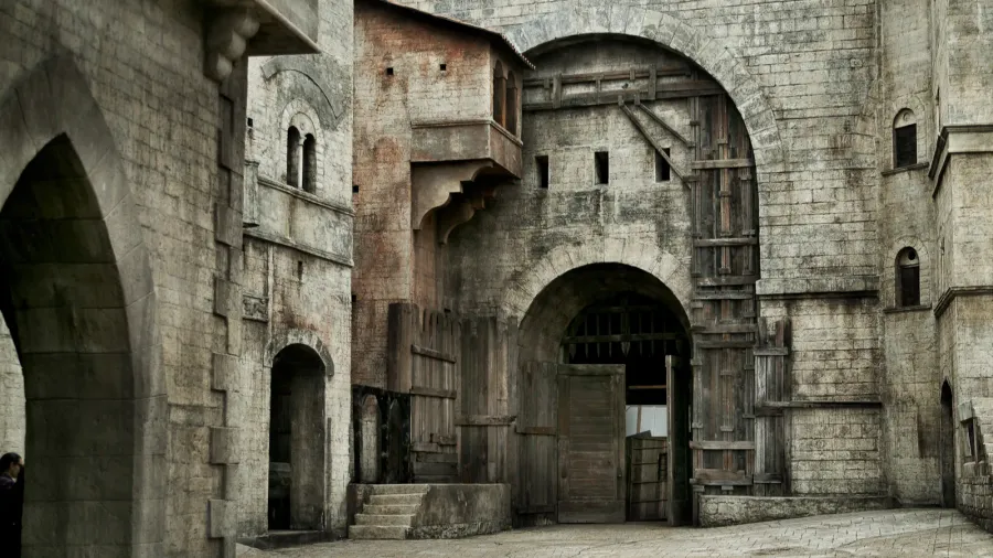 medieval castle in european city