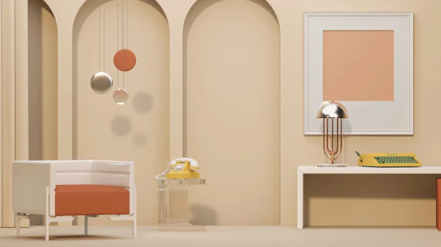 memphis style conceptual interior room colorfull living room interior