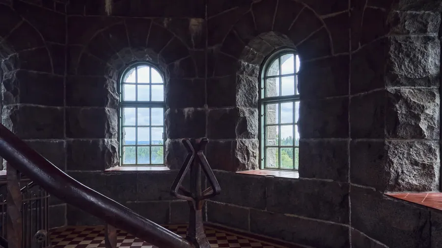 metal staircase on a gloomy evening in the aulanko tower