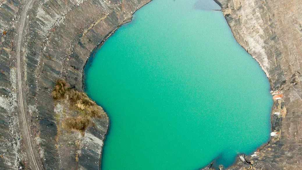 mine lake with green water