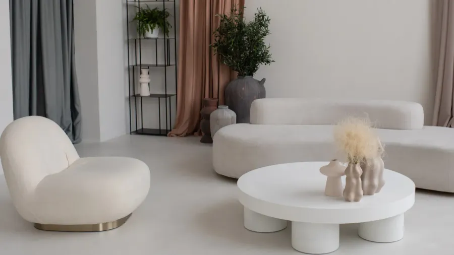 minimal interior composition of spacious and light living room