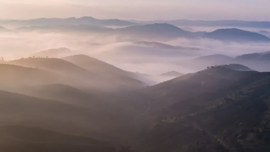 misty hills in the morning