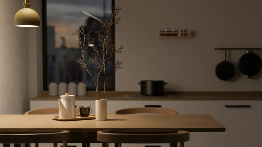 modern and comfortable home dining room and kitchen cooking space