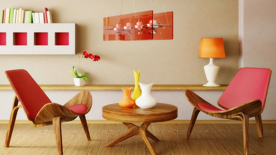 modern interior room with nice furniture inside