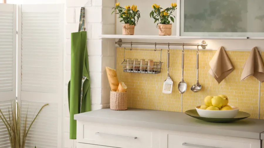 modern kitchen interior with stylish white furniture