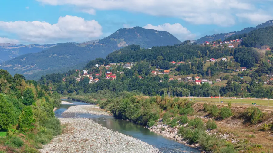 moraca river gracefully winds its way through a serene