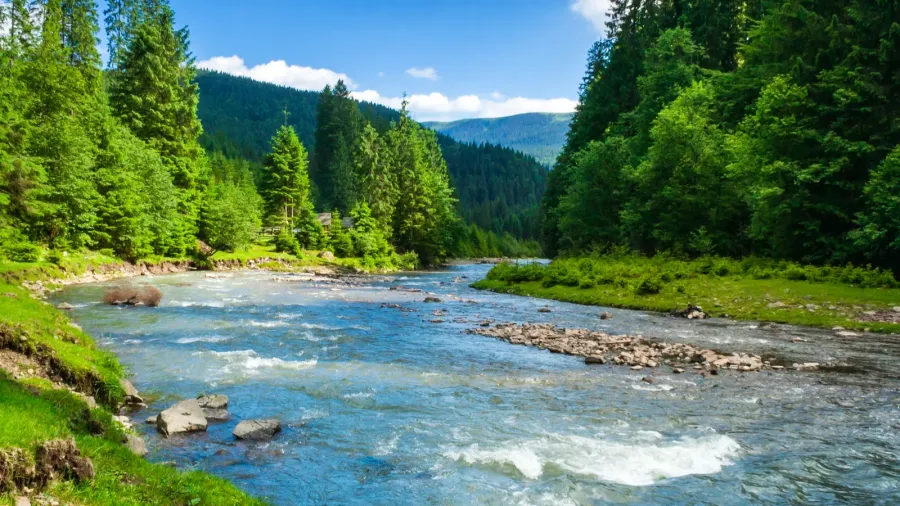 mountain fast river