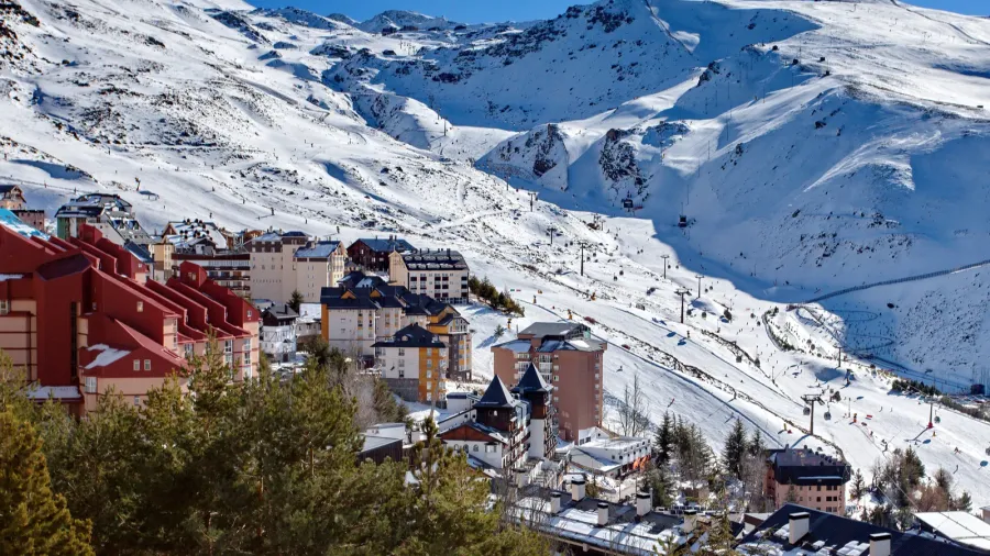 mountain skiing pradollano sierra nevada spain