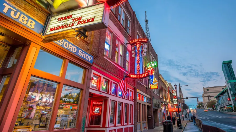 nashville  nov 11 neon signs on lower broadway area