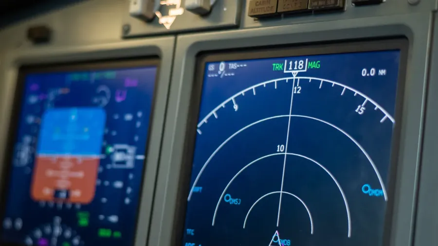 navigation on board the aircraft closeup of an airplane dashboard