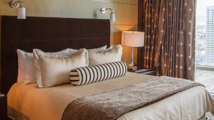 nce bed in luxury hotel room