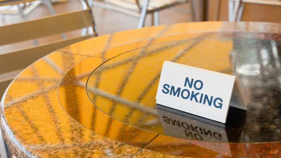 no smoking table in outdoor cafe