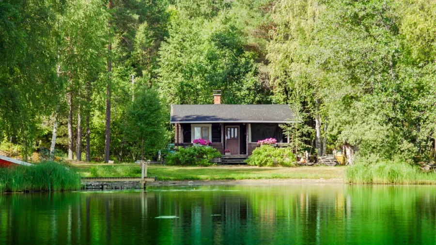 old finnish summer cottage at a lake