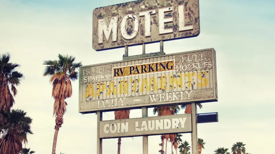 old motel sign near route 66 usa