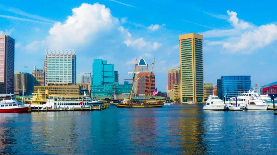 old ship in the baltimore harbor  maryland  usa