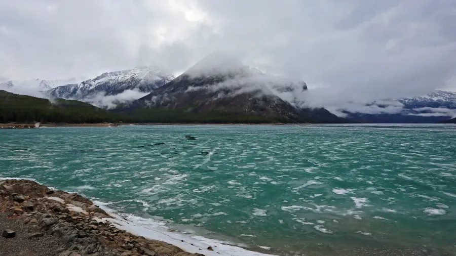 on lake minnewanka  banff national park alberta canada