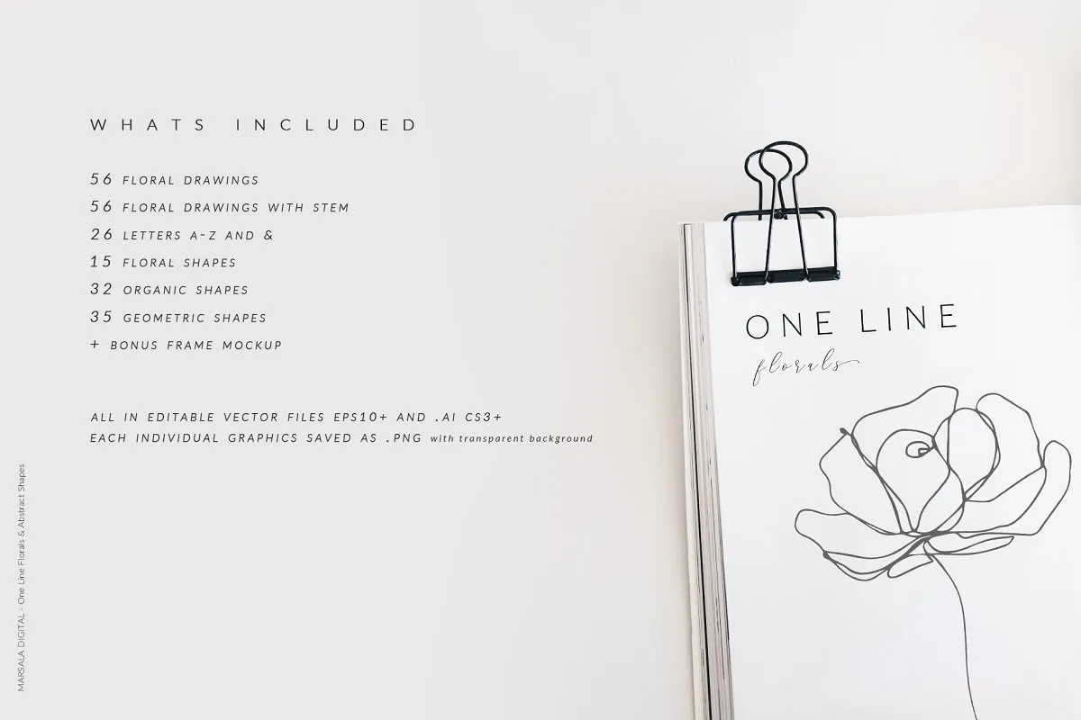 A list of graphics included in the One-line graphics bundle.