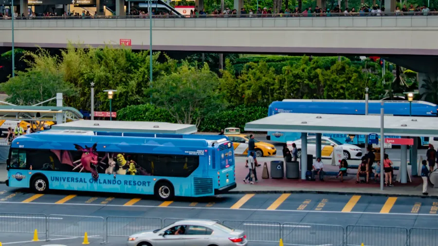 orlando florida april 18 2019 bus and taxi area at