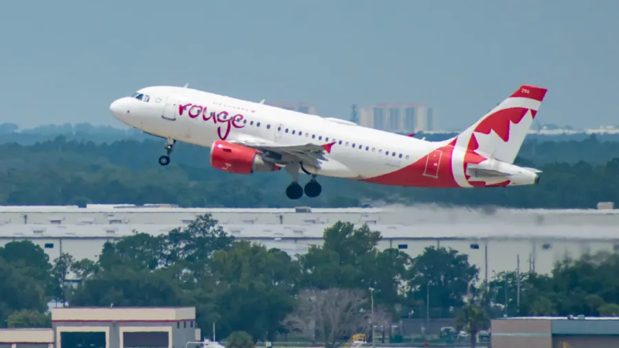 Air Canada aircraft taking off in Orlando, Florida.
