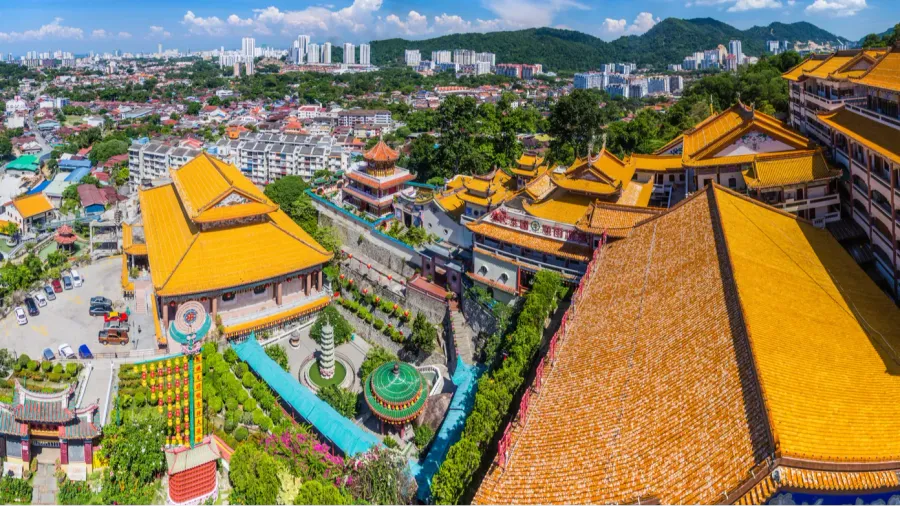panorama of kek lok si temple in penang island malaysia