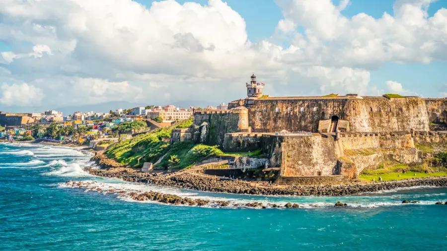 panoramic landscape of historical castle el morro along the coastline