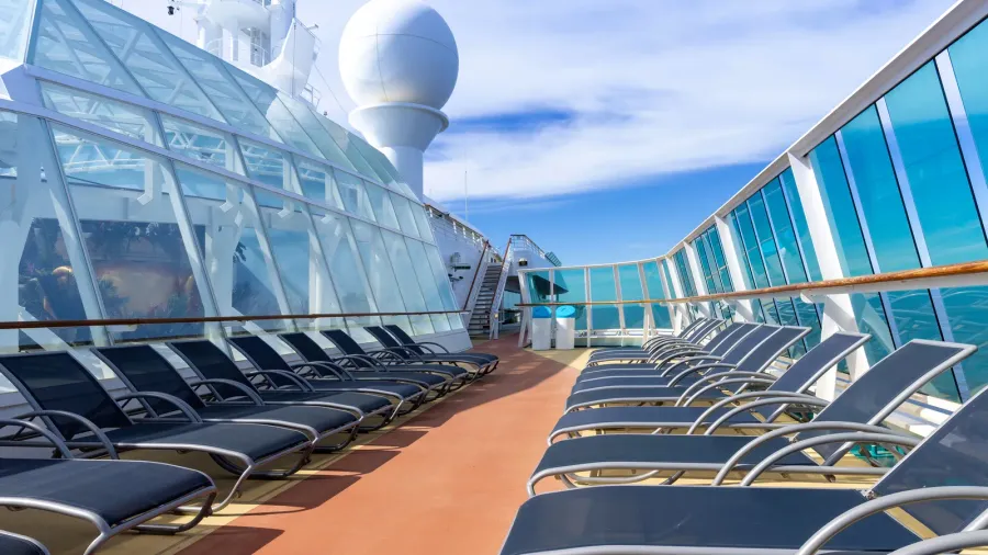 panoramic seattle ocean view with luxury cruise ship heading to