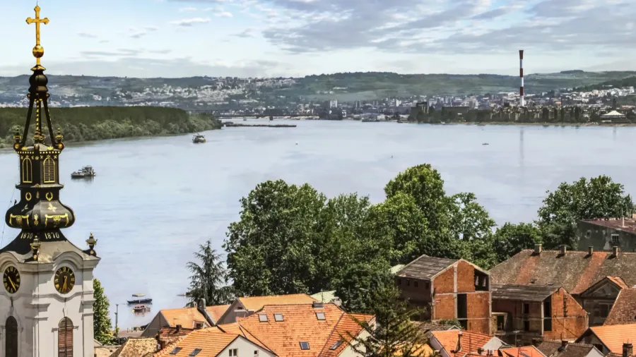 panoramic view from gardos lookout in zemun on river danube