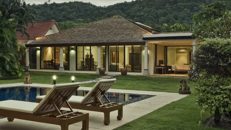 panoramic view of nice tropic villa