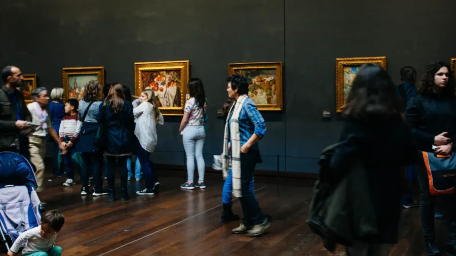 paris france  october 2 2016 visitors in permanent collectio