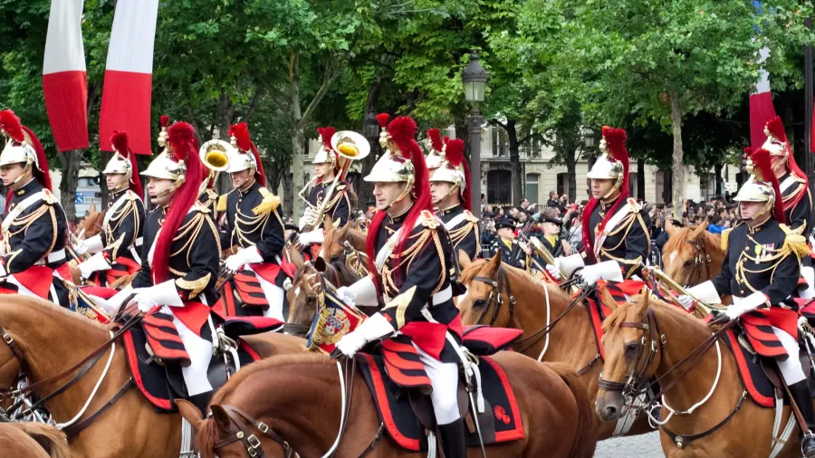 paris  july 14 cavalry at a military parade in